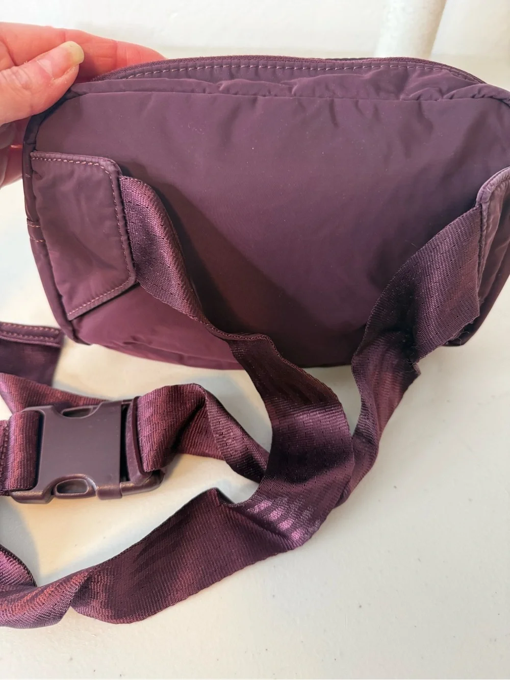 Athleta All About Large Crossbody Belt Bag Plum Purple Nylon Travel Festival